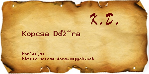 Kopcsa Dóra névjegykártya